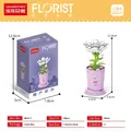 Educational DIY white jasmine flower building block set in purple pot with box - 8814-7 Jasmine