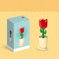 Red rose building block flower pot ornament, miniature 32-piece DIY assembly toy - 8814-11 Red Rose