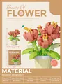 Pink peony flower building block model kit with cream pot for home office decor - 7226 Peony Potted Plant