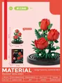 Elegant red rose flower building block kit presented in a clear glass display dome - 7233 Eternal Love - Includes Dust Cover