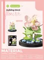Pink hibiscus building block flower set with dust cover and display base - 7234 Legend Of Hibiscus - Includes Dust Cover