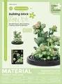 Green succulent building block flower set with a transparent dust cover and base - 7236 Gentle Breeze - Includes Dust Cover