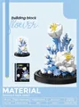 Elegant blue and white building block flower assembly with transparent dust cover dome - 7238 Ice Queen with Dust Cover (7238)