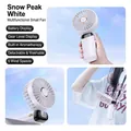 White portable handheld fan with digital display, foldable design and 5 speed levels - Gear 5 Display Folding (With Base Lanyard Cable) / Snow White
