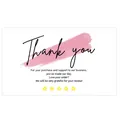 Elegant Thank You card design featuring pink watercolor stroke and five-star review prompt - Card Style 6