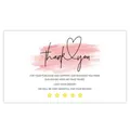Thank you card with pink watercolor heart design for small business gift packaging. - Card Style 7