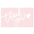 Minimalist pink thank you card with white script text and heart for gift packaging decoration - Card Style 9