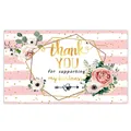 Elegant floral pink stripe Thank You card for small business gift packaging decoration - Card Style 11