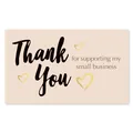 Elegant pink Thank You card for supporting my small business with gold heart accents - Card Style 12