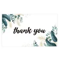 Elegant thank you sticker card featuring a sophisticated green and gold leaf botanical design - Card Style 20
