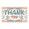 Hand-drawn Thank You card featuring vibrant pink and blue decorative patterns and motifs - Card Style 22