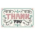 Decorative Thank You card for gift packaging featuring teal and pink hand-drawn floral patterns - Card Style 23