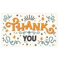 Decorative thank you card for gift packaging featuring vintage orange and black typography - Card Style 26