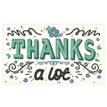 Floral decorative thank you sticker card with 'THANKS a lot' artistic font design - Card Style 27