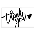Minimalist elegant black script thank you sticker with heart for gift packaging decoration - Card Style 30