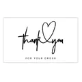 Minimalist white thank you for your order card with black heart script design - Card Style 31