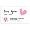 Professional thank you card for small business with pink heart and handmade with love text - Card Style 5