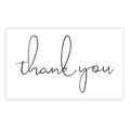 Minimalist white thank you sticker with elegant black cursive font for gift box packaging - Card Style 36