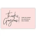 Pink thank you cards for small business with 'Thanks Gorgeous' script - Card Style 2