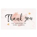 Elegant pink watercolor thank you card for supporting my small business gift packaging sticker - Card Style 3