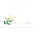 Elegant white thank you card featuring green watercolor leaf and gold foil script design - Card Style 53