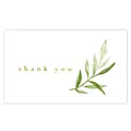 Minimalist thank you card with gold foil text and green watercolor leaf design - Card Style 54