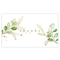 Elegant minimalist thank you card featuring green watercolor leaves and gold accents - Card Style 59