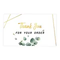 Elegant thank you card with watercolor eucalyptus leaves and gold foil text for orders - Card Style 60