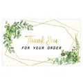 Elegant floral thank you card with gold geometric frame and botanical leaves - Card Style 64