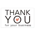 Elegant minimalist white business thank you sticker card with small red heart detail - Card Style 75