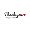 White minimalist Thank You For Your Order stickers with red heart for gift packaging box - Card Style 76