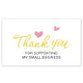 Thank you for supporting my small business card with pink hearts for gift packaging - Card Style 77