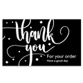 Elegant black thank you for your order card with white dots for small business packaging - Card Style 94