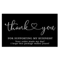 Elegant black thank you for supporting my business card for gift box packaging sticker - Card Style 96