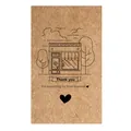 Brown Kraft paper thank you card featuring shop line art and small business support message - Card Style 111 (Kraft Paper)