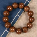Natural golden silk sandalwood beads bracelet with ethnic style wood grain texture - Premium Single Loop / 18mm*13 Beads