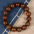 Authentic golden silk sandalwood Buddhist beads bracelet with natural wood grain - Premium Single Loop / 15mm*15 Beads