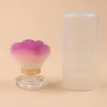 Large flower-shaped powder brush with heart base and clear storage case - Heart Shape Transparent Base Flower Shape Purple-White Gradient Nail Brush with Box
