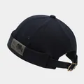 Classic black unbrimmed melon cap with vintage side patch and adjustable strap - Adjustable / EST1973 Patch Dark Grey
