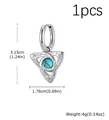 Single stainless steel Celtic knot hoop earring with turquoise stone pendant variant - Antique Silver Turquoise