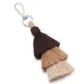Close-up view of a high-quality three-layer gradient cotton tassel with silver metal clasp - 14.5cm / Brown Tan Cream Gradient (12#)