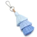 Macro view of blue gradient three-layer cotton tassel with silver metal clasp - 14.5cm / Gradient Blue (13#)