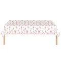 Disposable white birthday party tablecloth with pink bow and cowboy boot pattern - Pink Cowgirl Theme Tablecloth