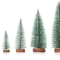 Set aus vier Mini-Weihnachtsbäumen mit Holzsockel für festliche Tischdekorationen - 20CM Mit Holzsockel