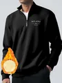 Detailweergave van zwarte herensweatshirt met een warme fleece voering - S / Zwart