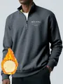 Donkergrijs herensweatshirt met kwart rits en warme fleece voering detail - S / donkergrijs