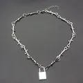 Collana con ciondolo a lucchetto d'argento e design a filo spinato stile hip hop - Stile Lucchetto a Filo Spinato Standard / Argento