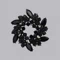 Elegante spilla in cristallo nero a forma di ghirlanda per abiti da sera e completi - Ghirlanda Nera Pavé di Diamanti