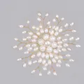 Elegante spilla a raggiera con perle dorate per abiti da sposa e vestiti da sera. - Fiore Radiante Perla Dorata Sposa