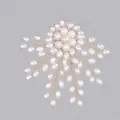 Elegante spilla floreale da sposa con perle bianche e filo d'oro per abito da sera - Ramo di Perle Dorate